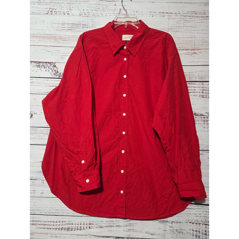 Universal‎ Thread Womens XXL Red Cotton Button Down Oversized Fit Shirt NEW